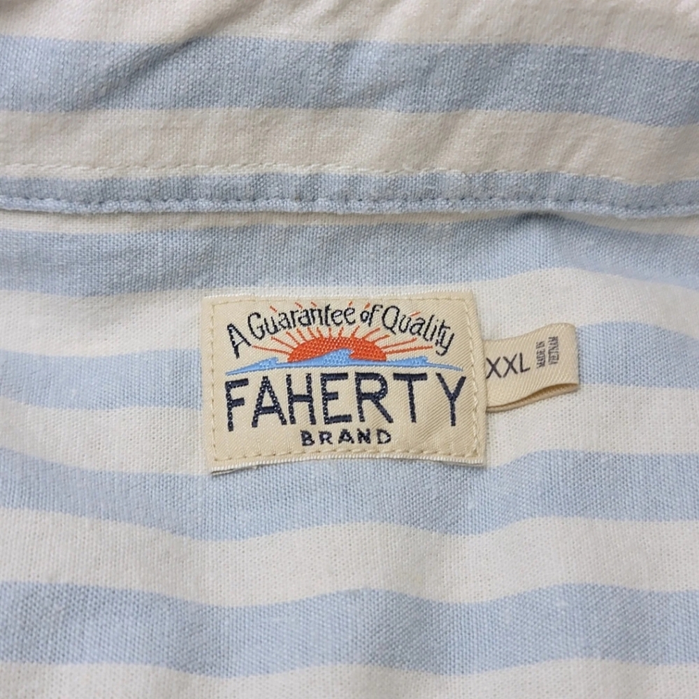 Faherty Breeze Sky Shell Stripe Short Sleeve Shirt XXL - Picture 4 of 7
